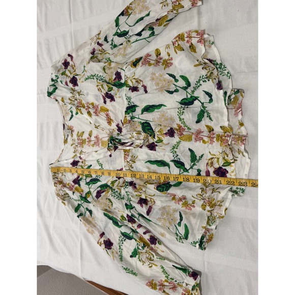 Womens Lucky Brand Floral Flowy Top Size S Small Tie Front Viscose 3/4 Sleeve - Picture 6 of 9